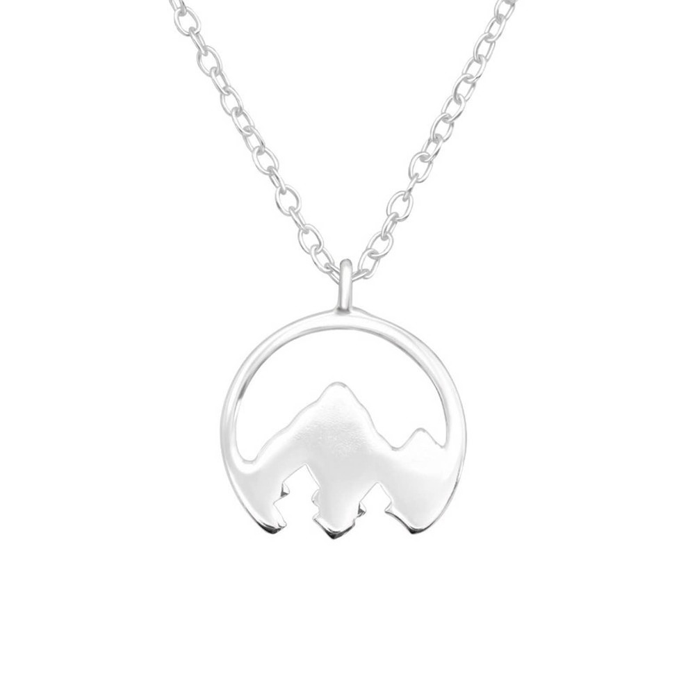 Sterling Silver Coin Necklace Mountain Pendant​